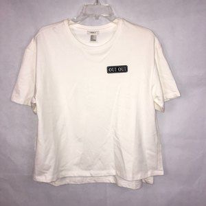Forever 21 Oui Oui White Tee Shirt Oversized Top Size Small
